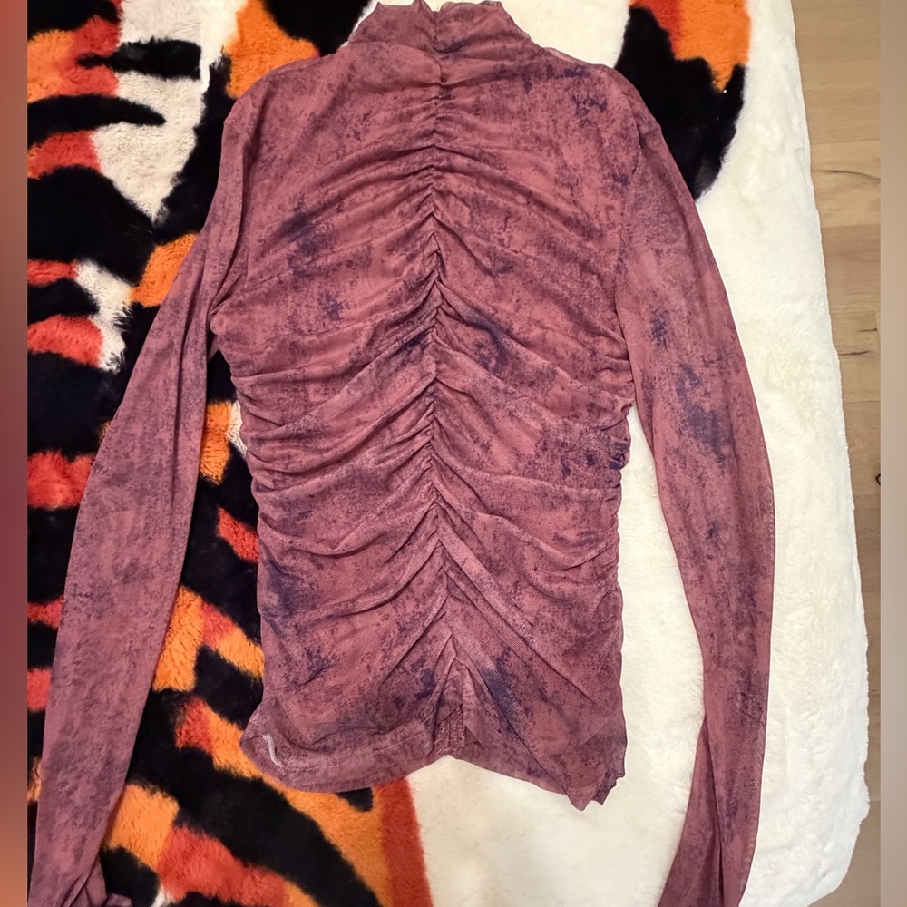 Zara Ruched Long Sleeve Blouse in Mauve